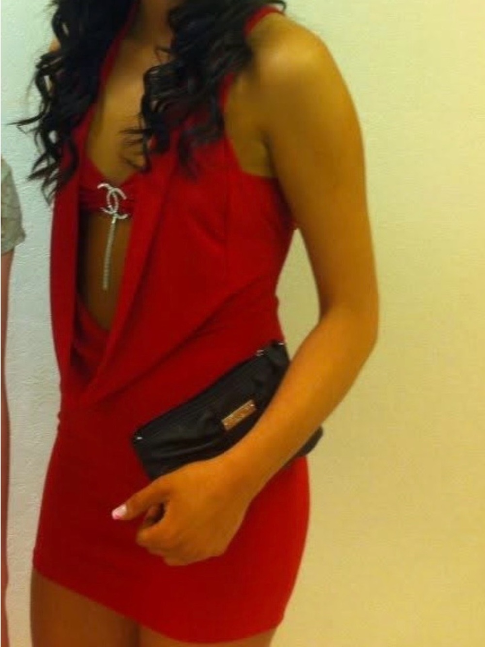Women’s Red Sleeveless Draped Front Top